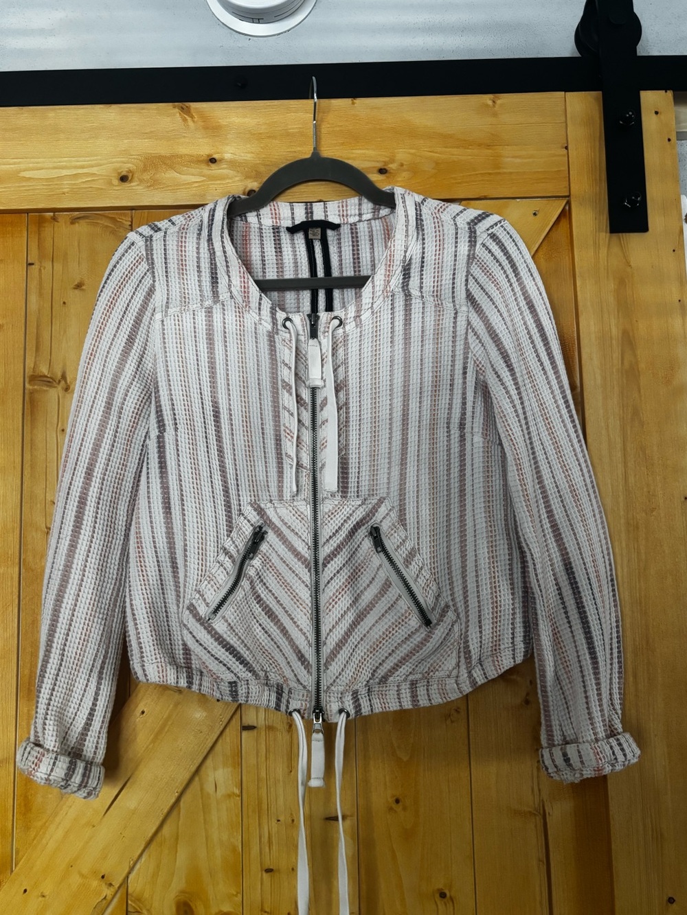Free People Striped Waffle Knit Full Zip Crop Jacket -  XS -Excellent condition